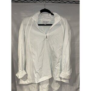 Athleta White Split Hem Poplin Nylon Pullover Oversized Jacket Sz M